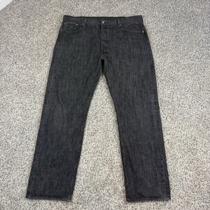 Levis 501 Jeans White Oak Cone Denim Mens 42x34 Black Straight Button Fly